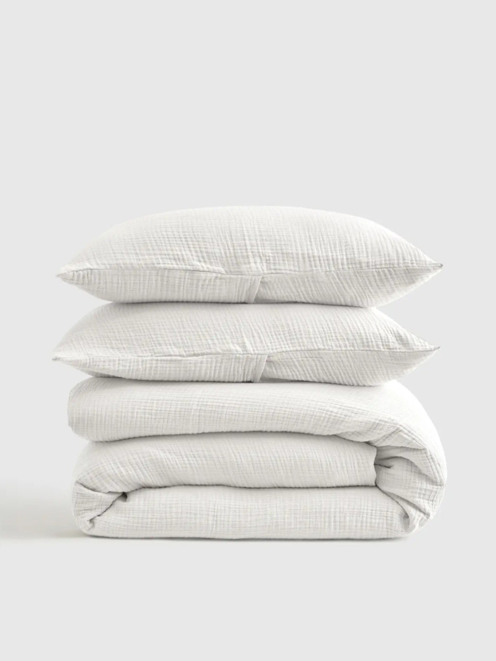 Quince White King/ KingCal Organic Cotton Gauze Duvet Cover Set Luke New